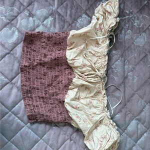 Sienna Sky Mauve and Cream Smocked Top